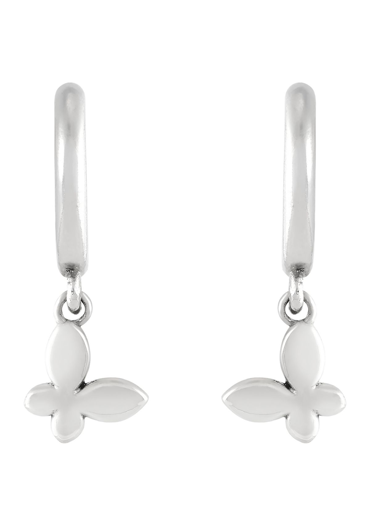 Butterfly J Hoop Earrings in Sterling Silver
