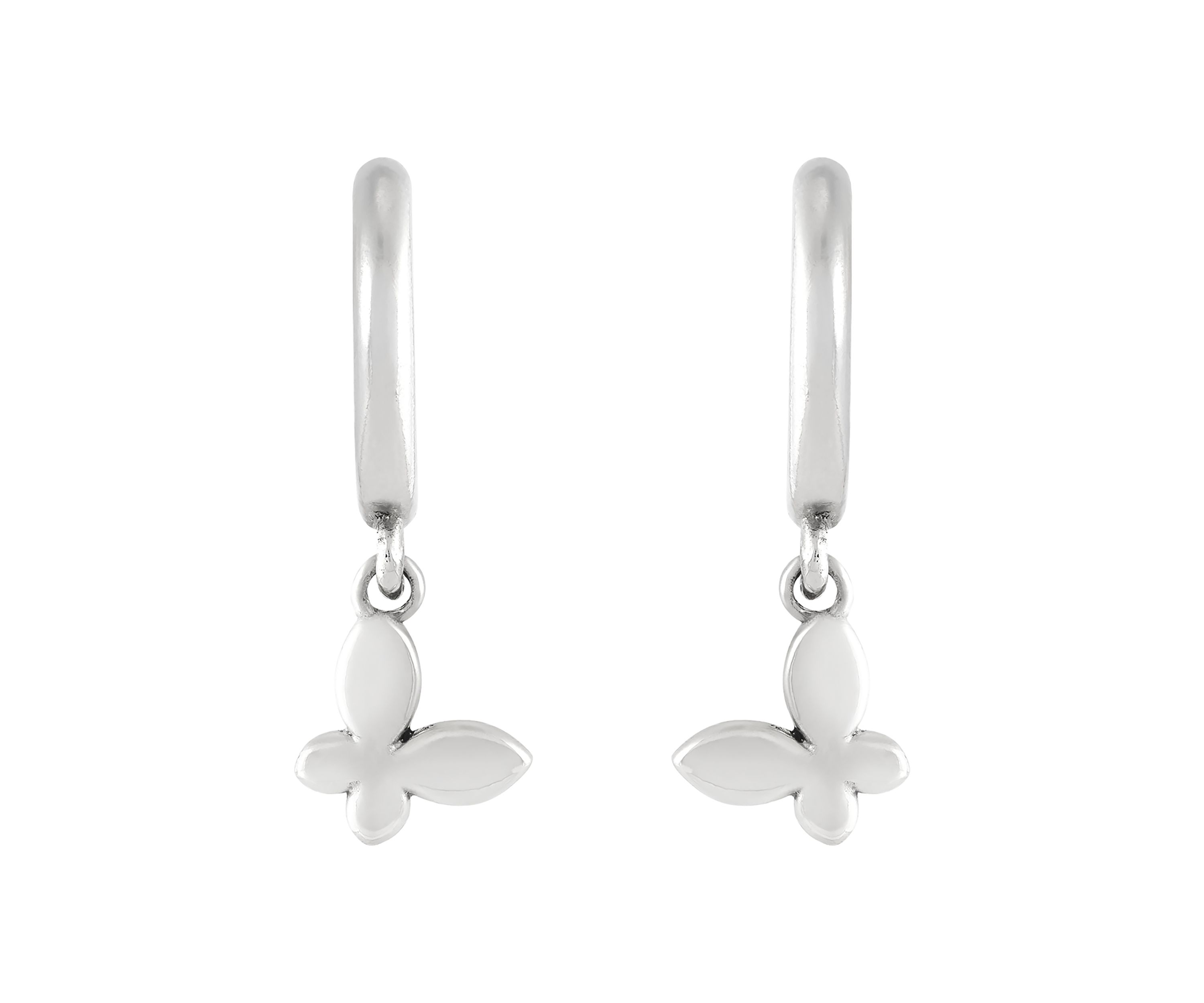 Butterfly J Hoop Earrings in Sterling Silver