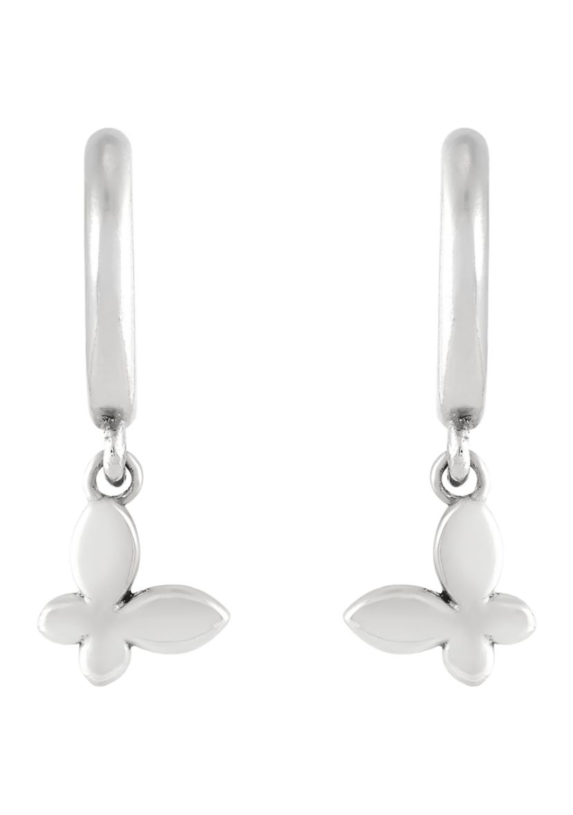 Butterfly J Hoop Earrings in Sterling Silver