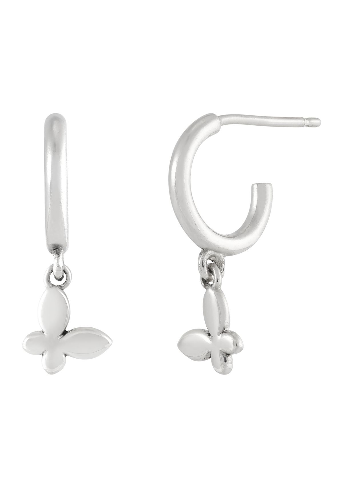 Butterfly J Hoop Earrings in Sterling Silver