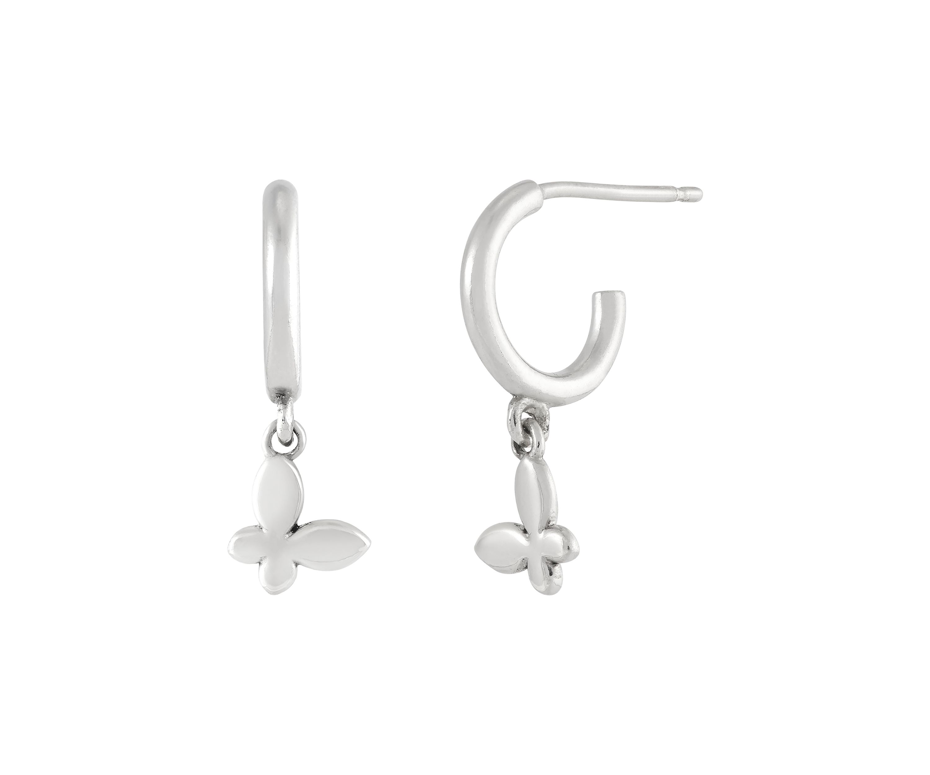 Butterfly J Hoop Earrings in Sterling Silver