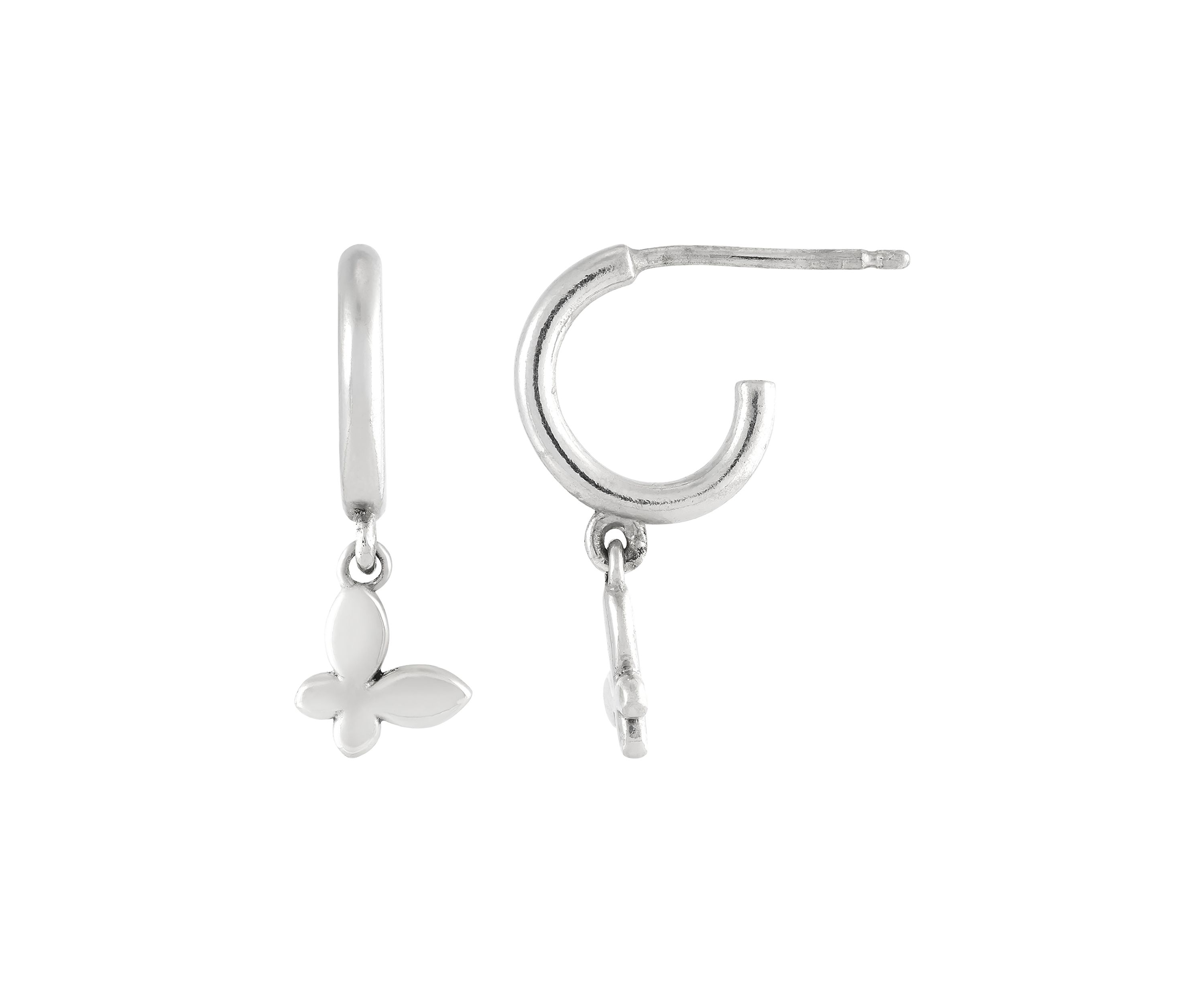 Butterfly J Hoop Earrings in Sterling Silver