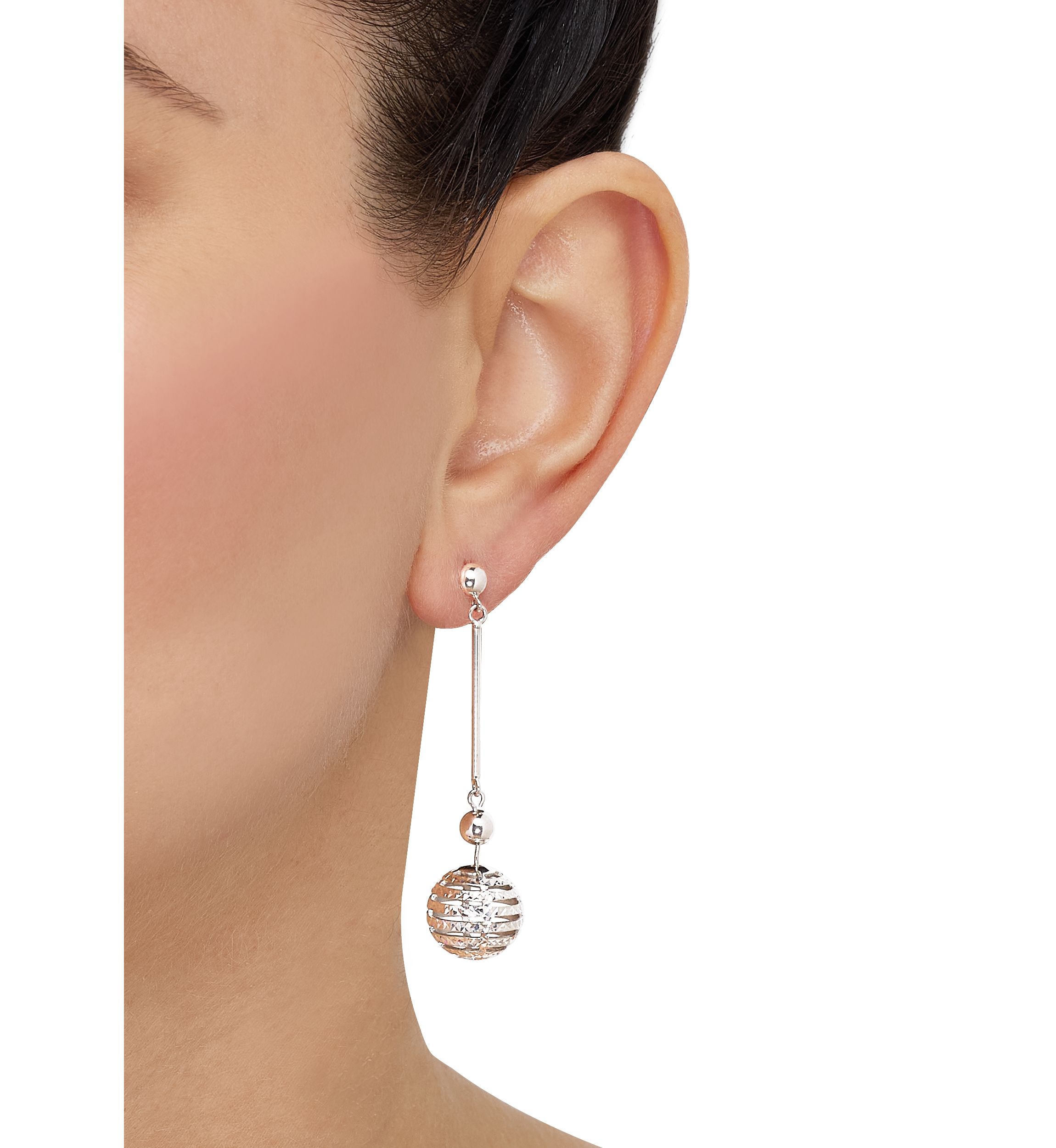 Disco Beads Drop Earrings in Sterling Silver
