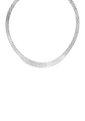 Belk & Co Solid Flat Graduated Omega Necklace in Sterling Silver, 16 in