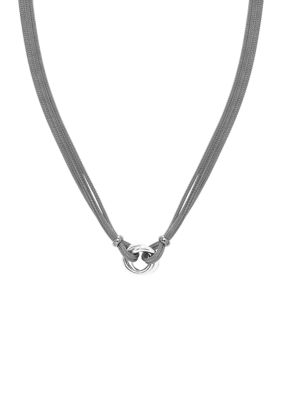 Belk & Co Multi Row Mesh Love Knot Necklace in Sterling Silver, 18 in