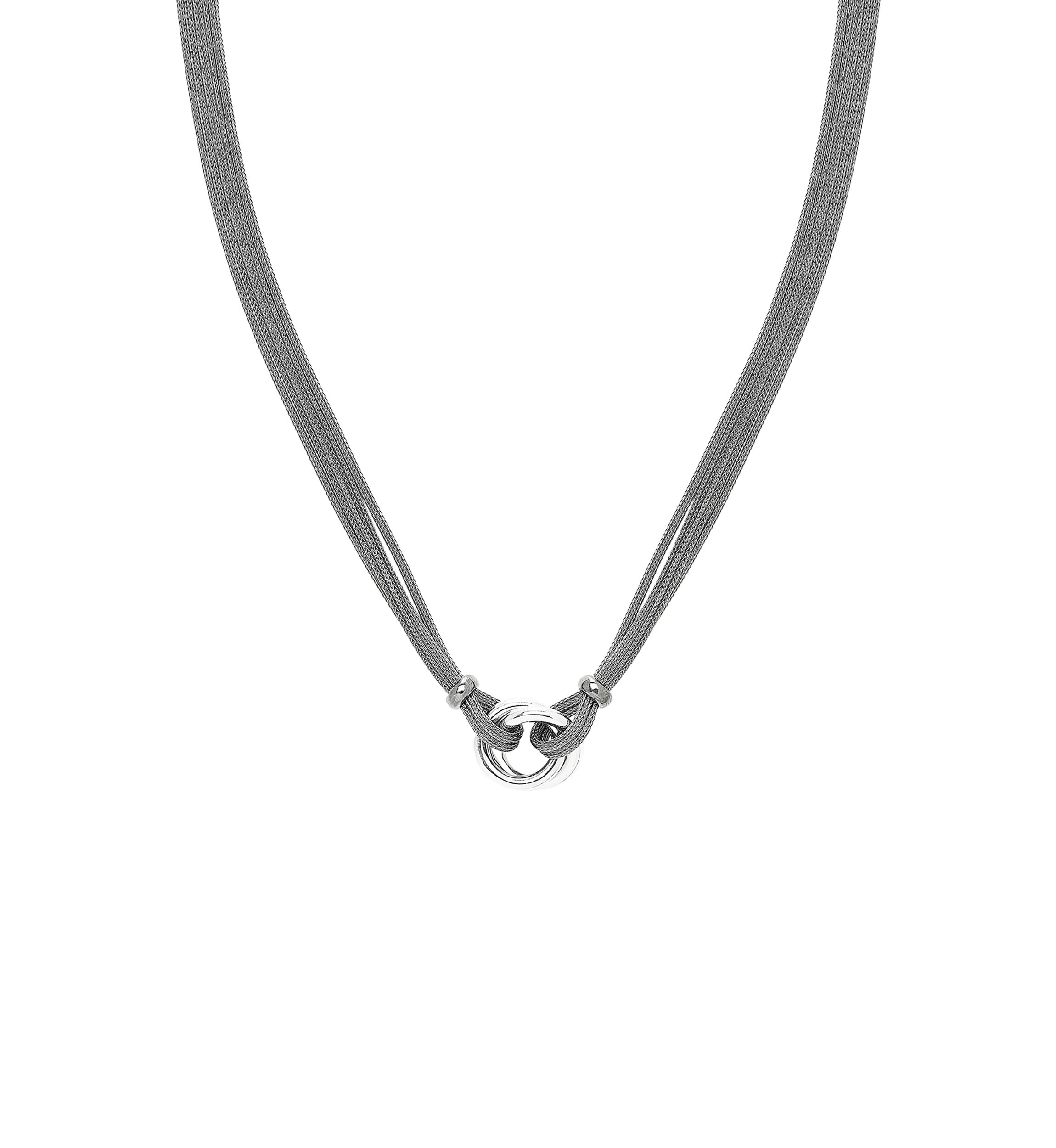 Multi Row Mesh Love Knot Necklace in Sterling Silver