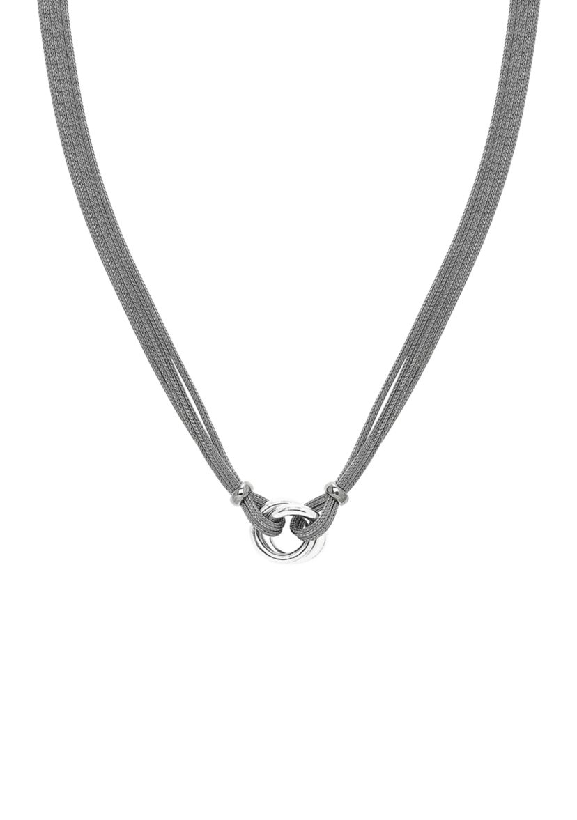 Multi Row Mesh Love Knot Necklace in Sterling Silver