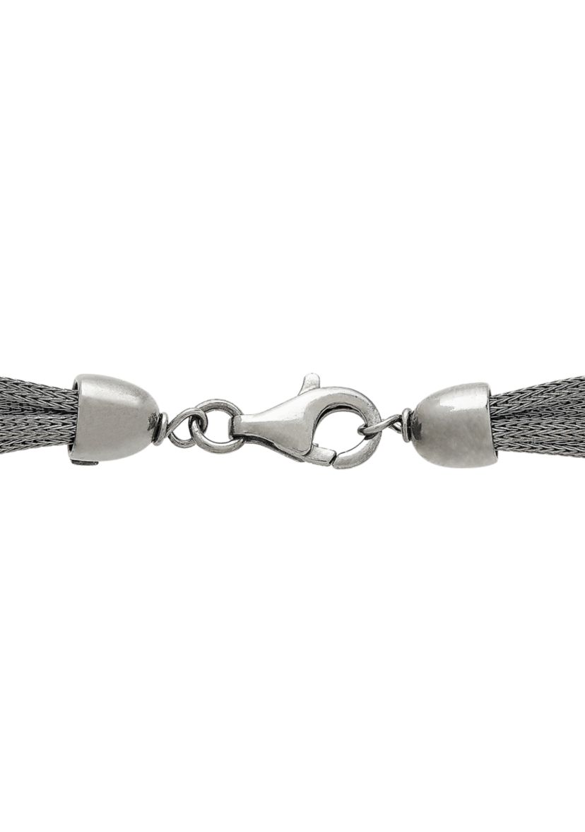 Multi Row Mesh Love Knot Necklace in Sterling Silver