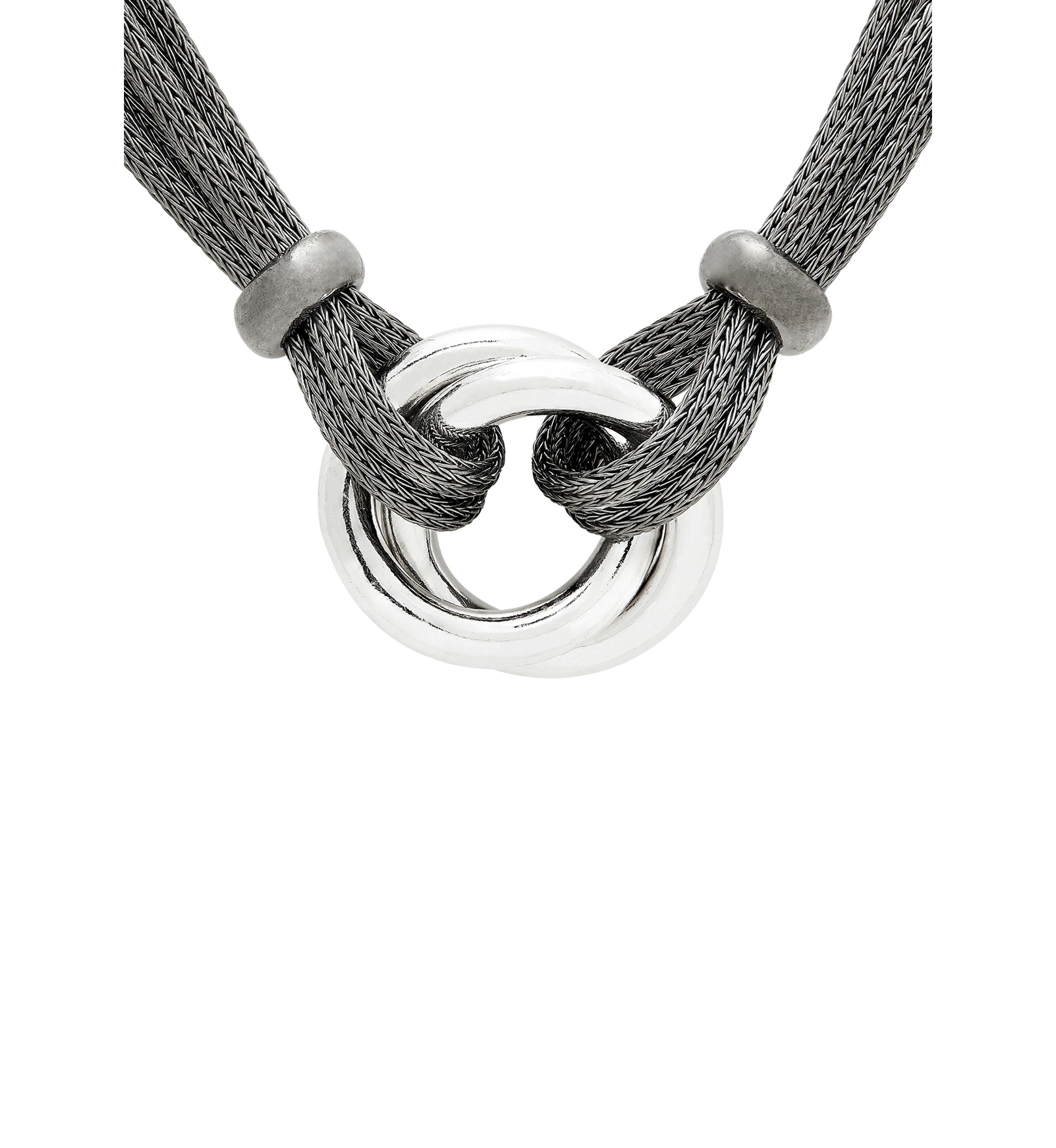 Multi Row Mesh Love Knot Necklace in Sterling Silver