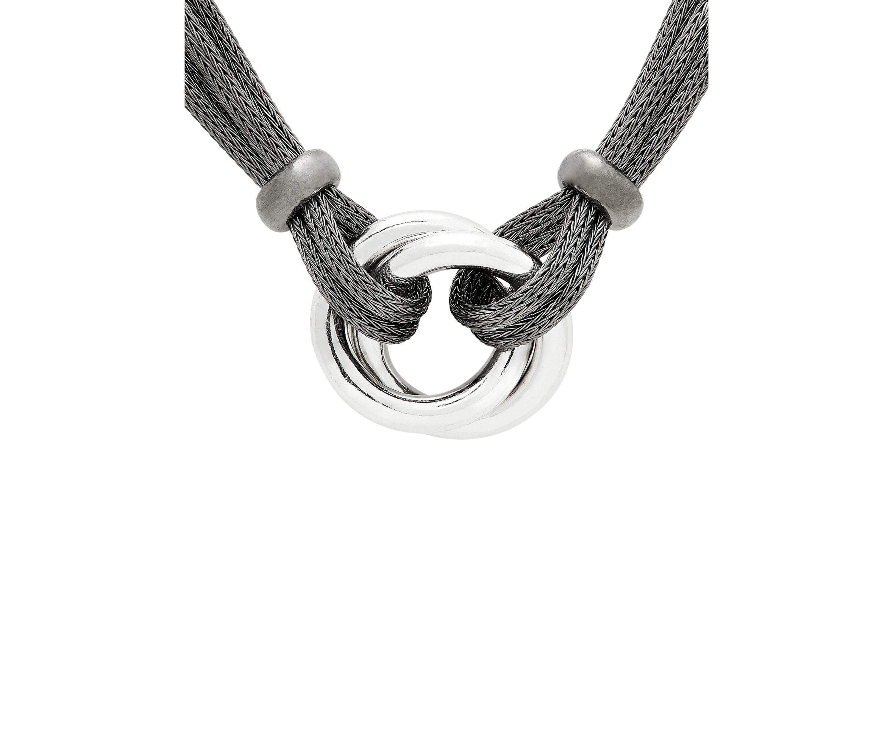 Multi Row Mesh Love Knot Necklace in Sterling Silver