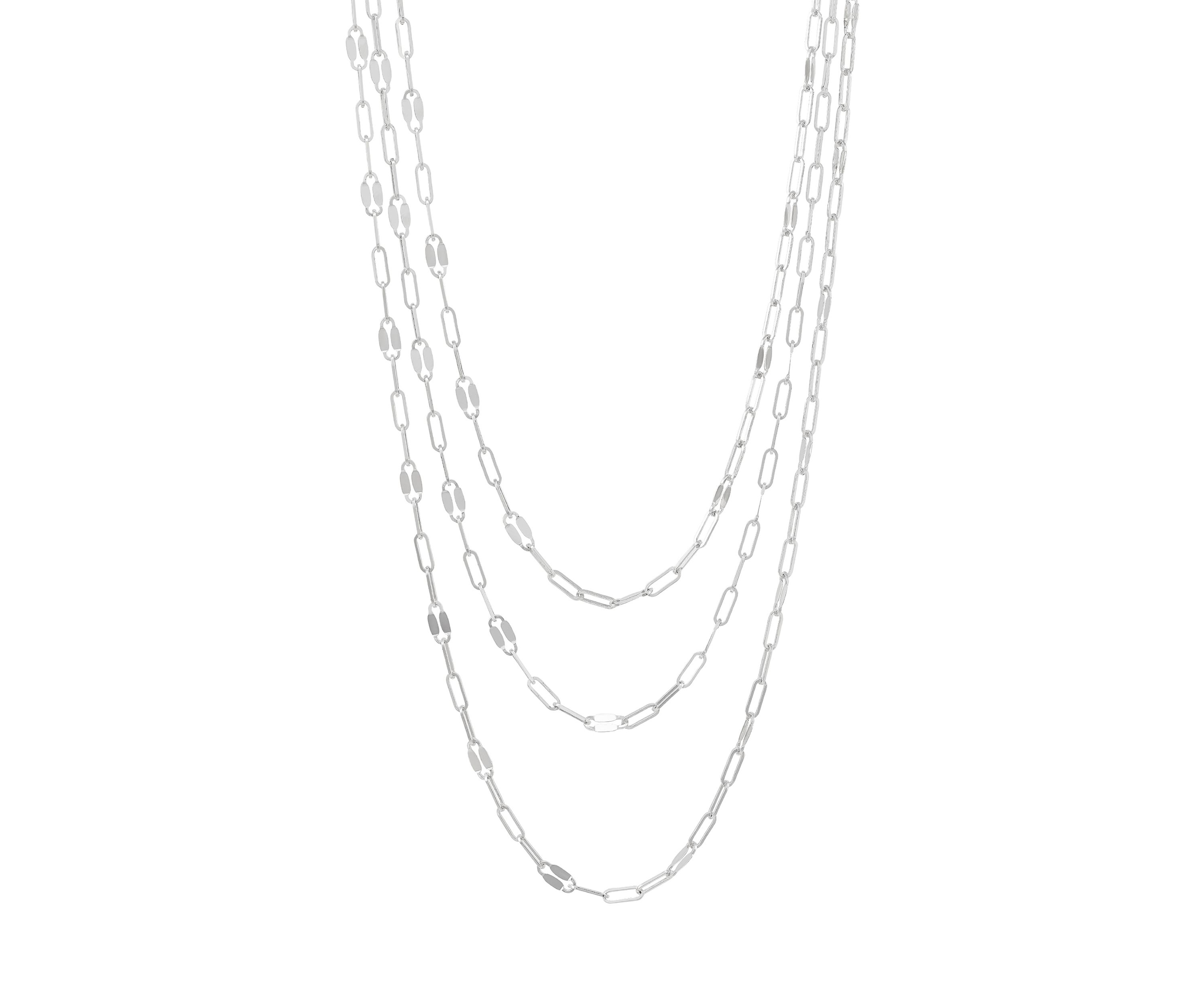 Grad Triple Layer Alternate Cable and Forzatin Necklace in Sterling Silver