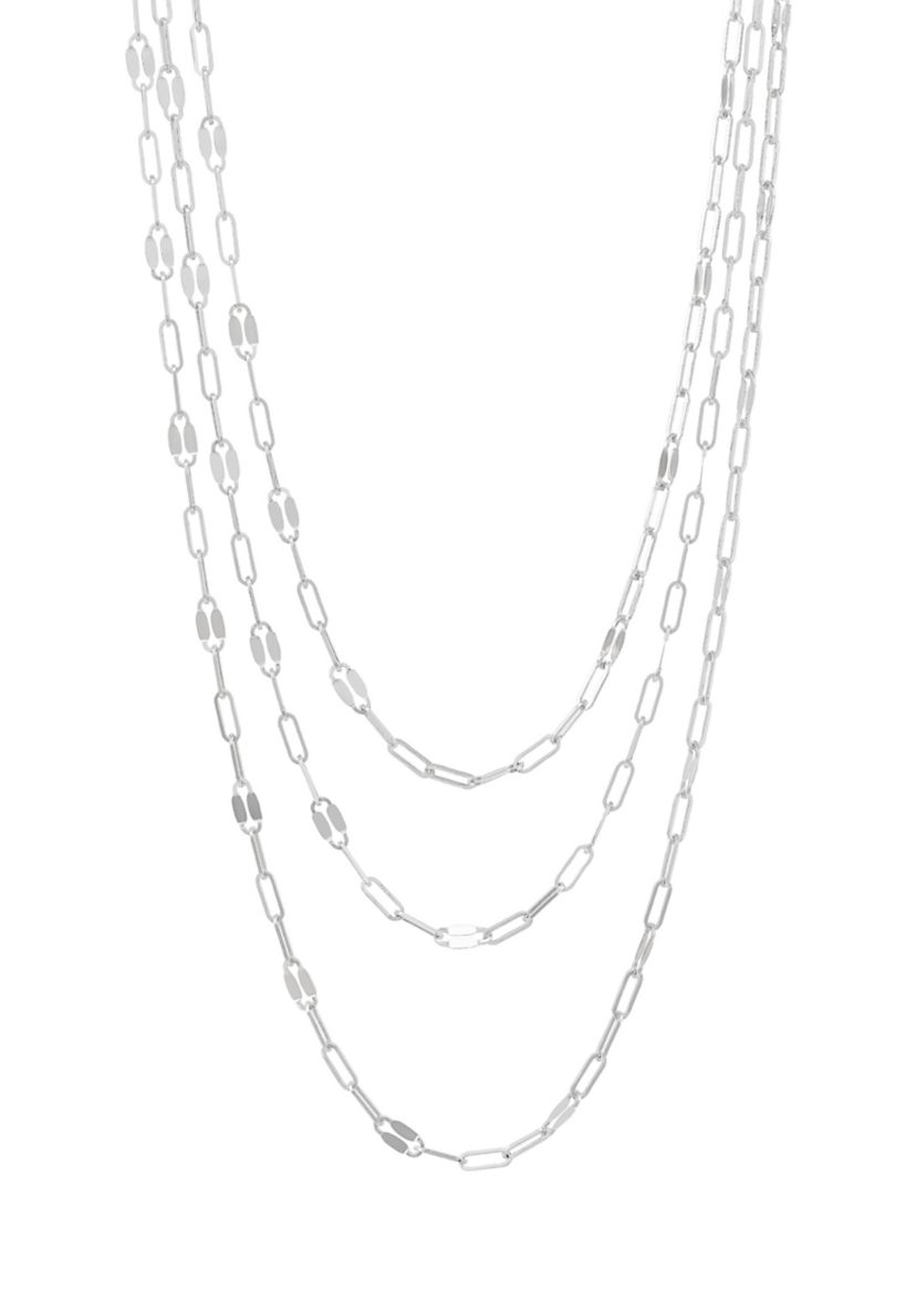 Grad Triple Layer Alternate Cable and Forzatin Necklace in Sterling Silver