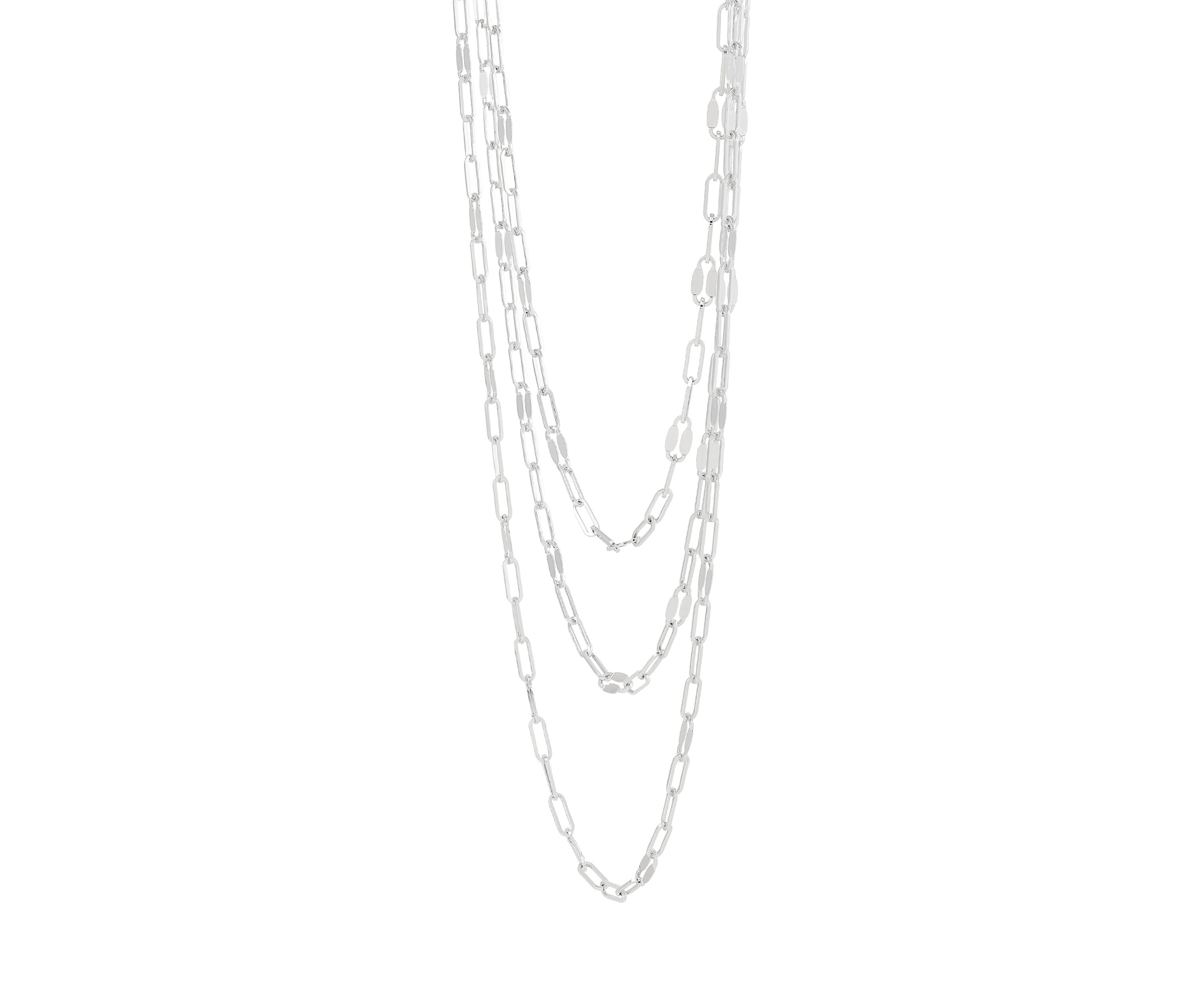 Grad Triple Layer Alternate Cable and Forzatin Necklace in Sterling Silver