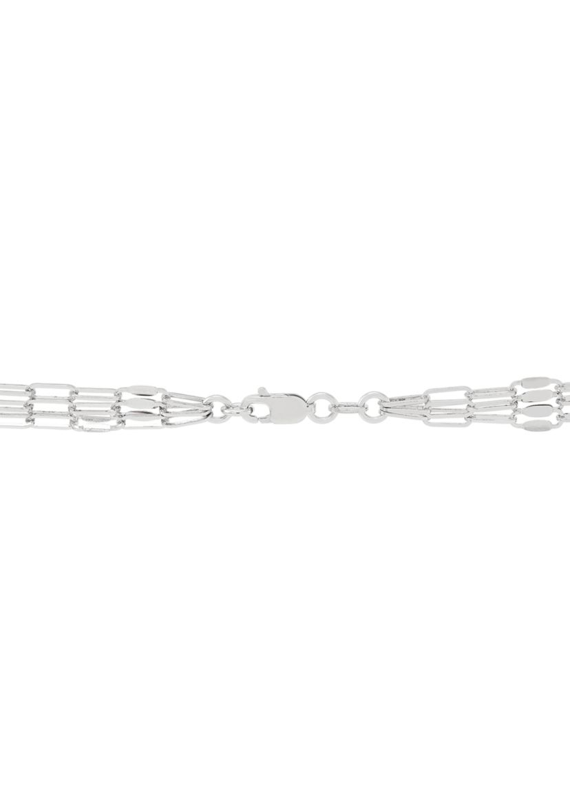 Grad Triple Layer Alternate Cable and Forzatin Necklace in Sterling Silver