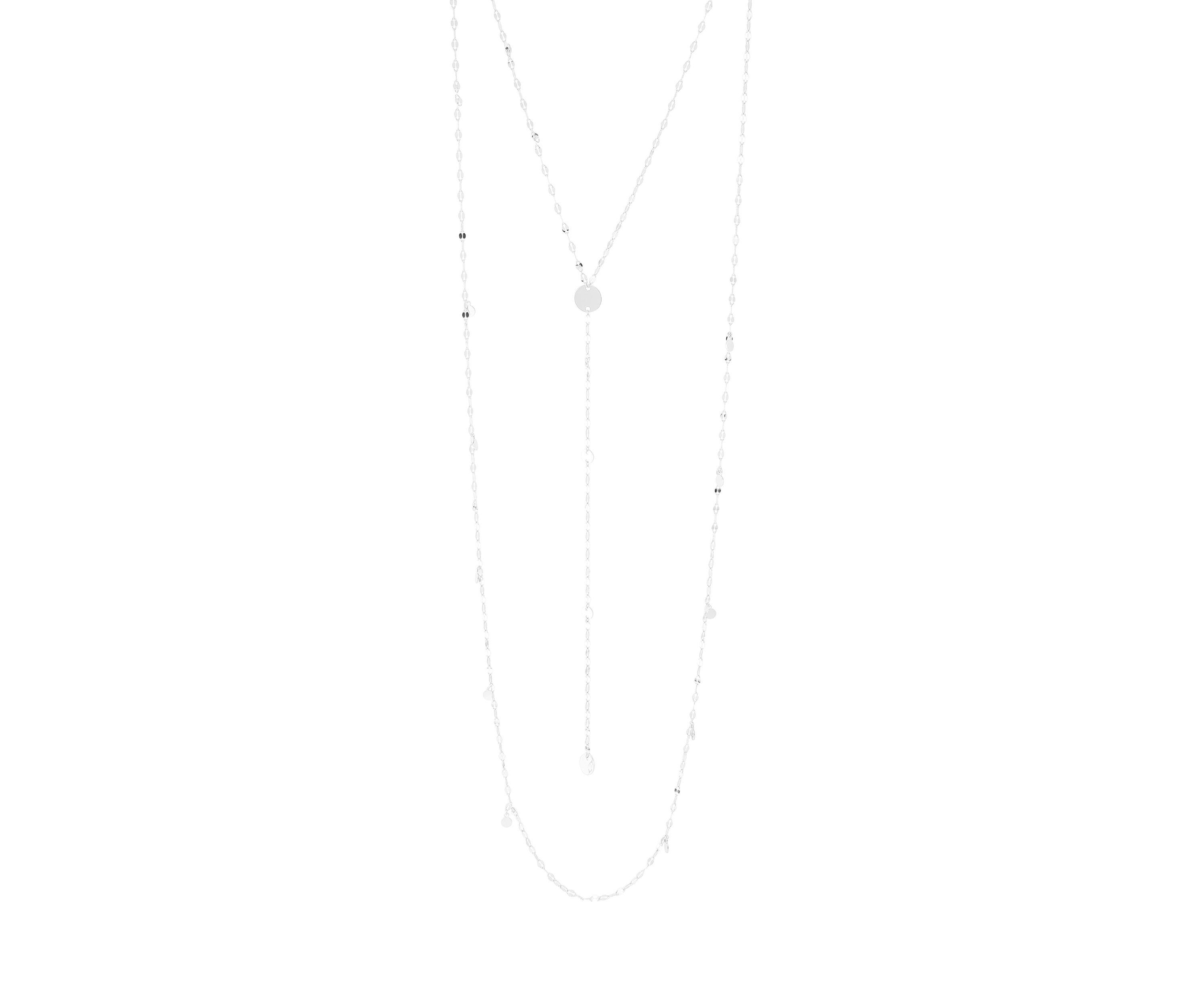Graduated Disc Double Layer Lariat Necklace in Sterling Silver