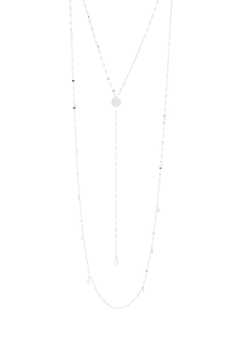 Graduated Disc Double Layer Lariat Necklace in Sterling Silver