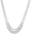 4 Row Beaded Layered Necklace in Sterling Silver