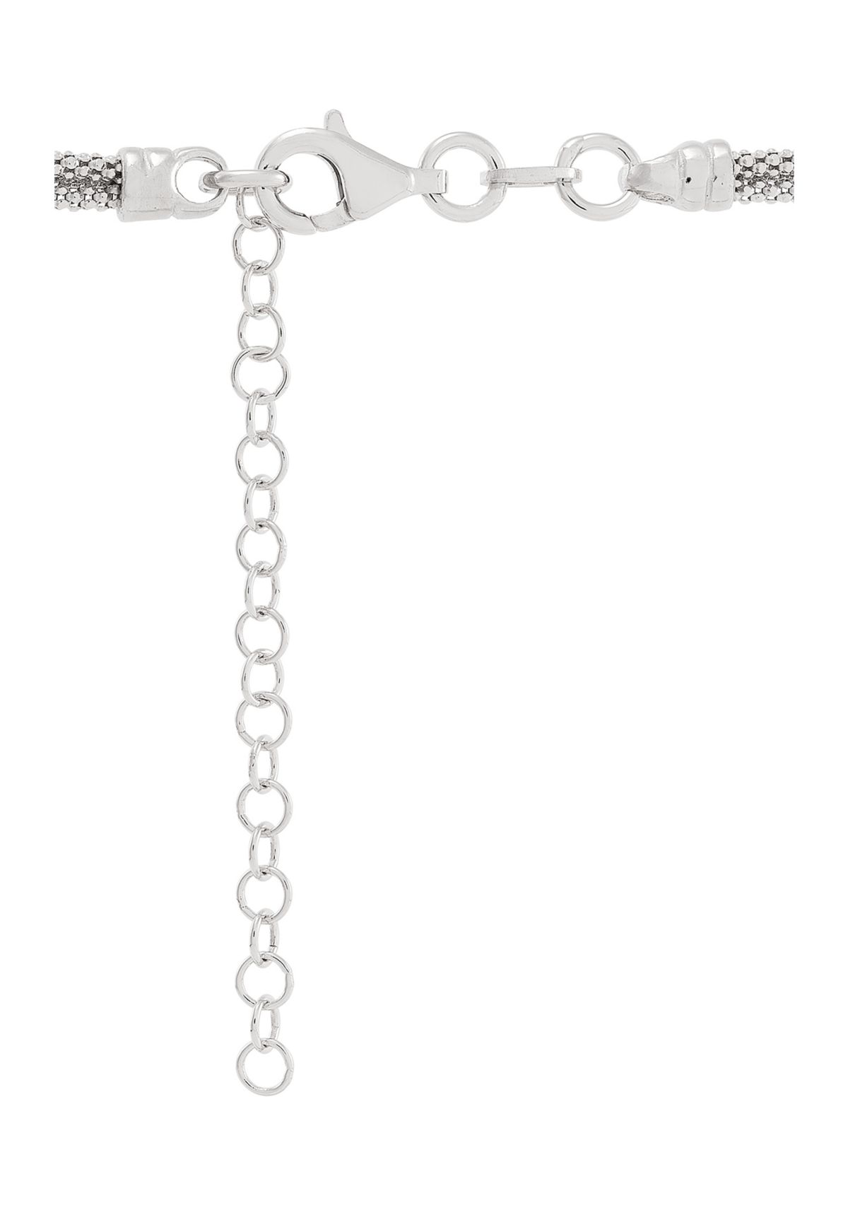 Bead on 3 Row Popcorn Chain Necklace in Sterling Silver
