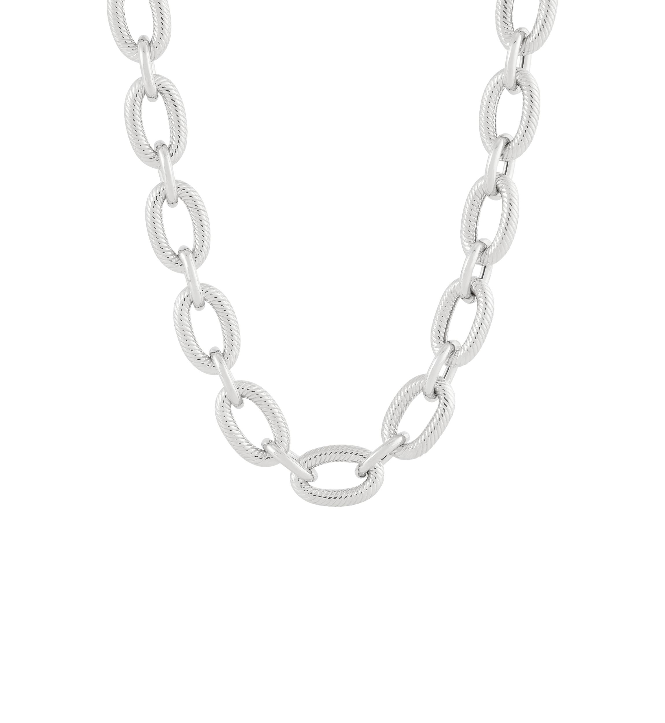 Hollow and Oval Links Necklace in Sterling Silver
