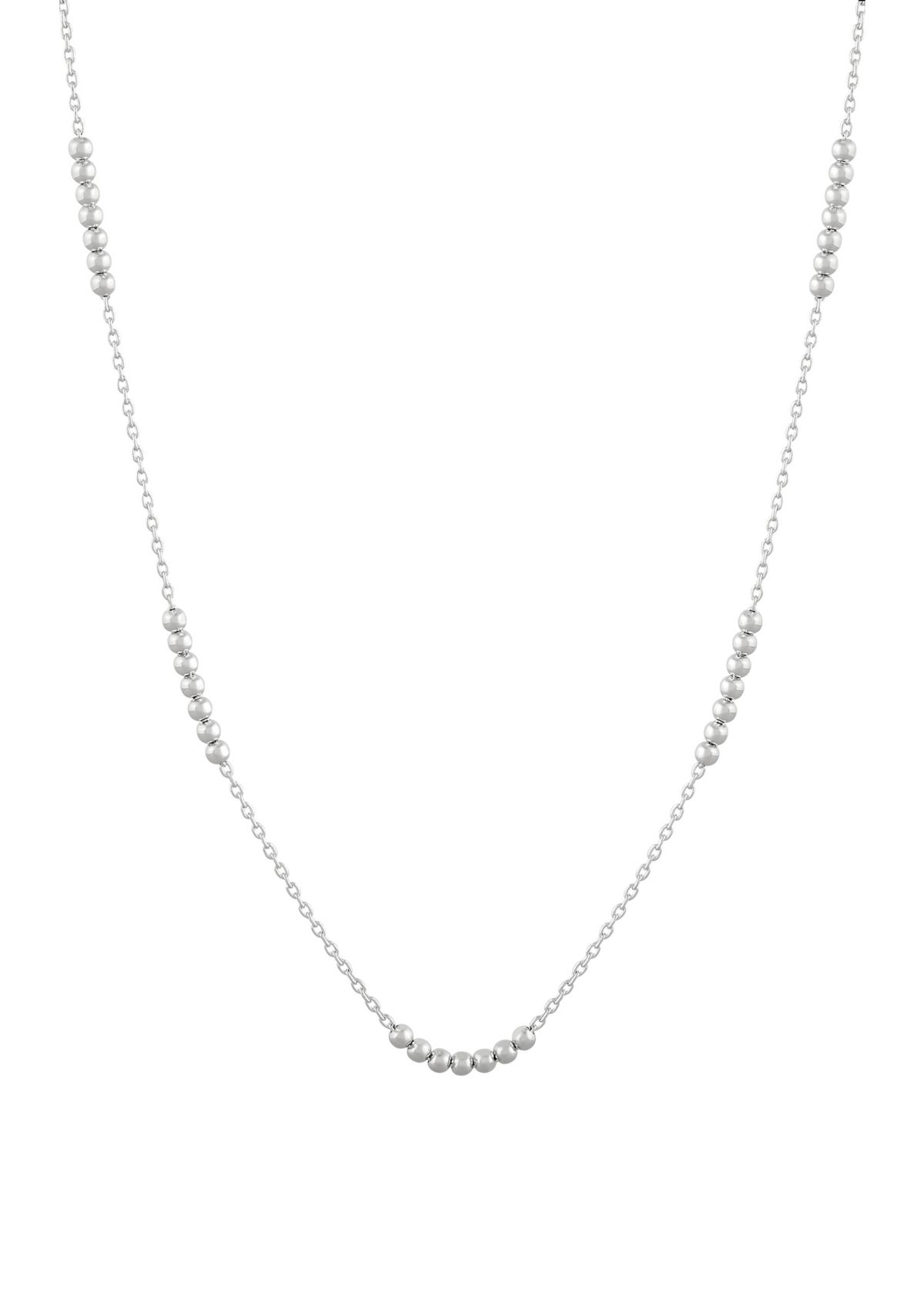 Solid Beads Station Necklace in Sterling Silver