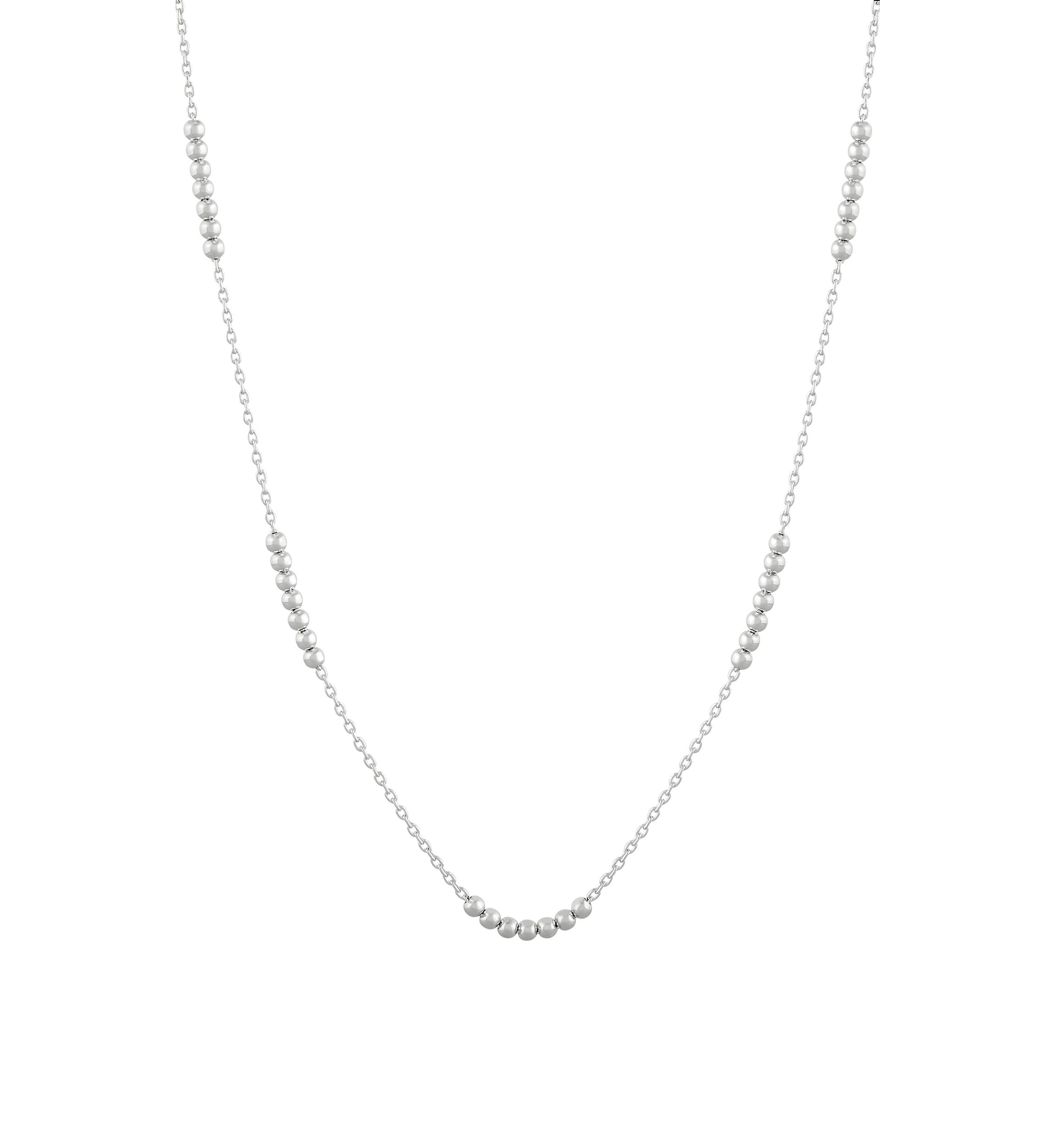 Solid Beads Station Necklace in Sterling Silver