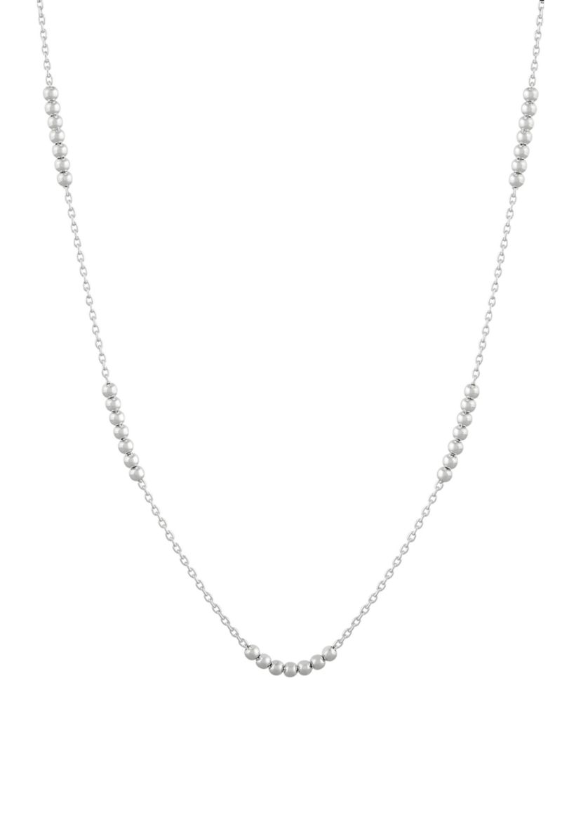 Solid Beads Station Necklace in Sterling Silver
