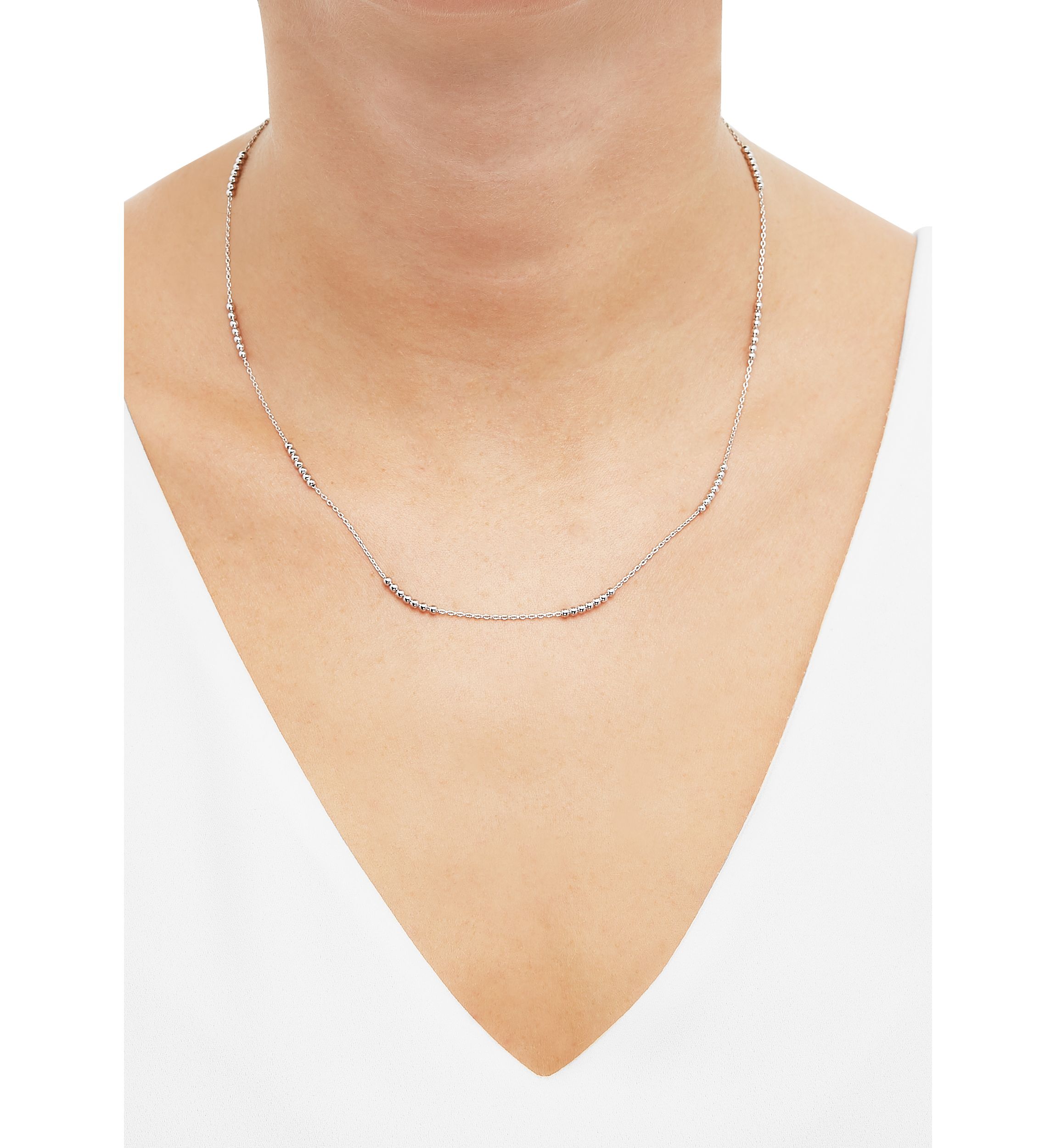 Solid Beads Station Necklace in Sterling Silver