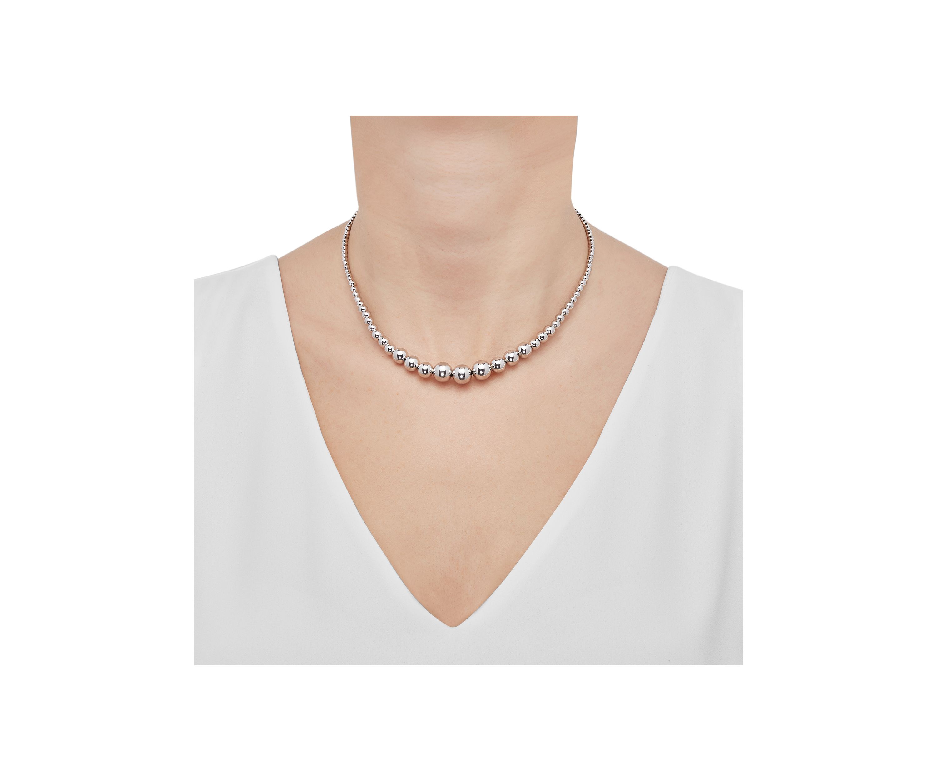 Graduated Hollow Beads Necklace in Sterling Silver 
