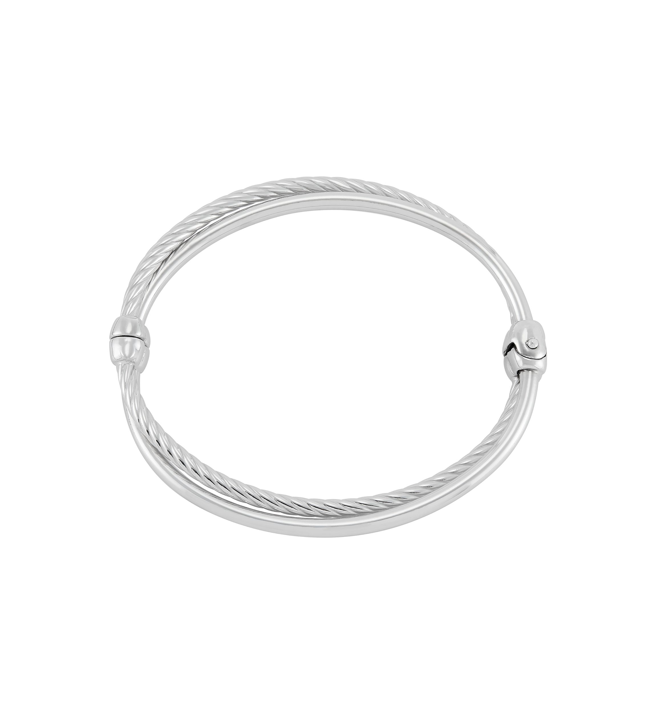 3 Millimeter Double Band Hinge Bangle in Sterling Silver