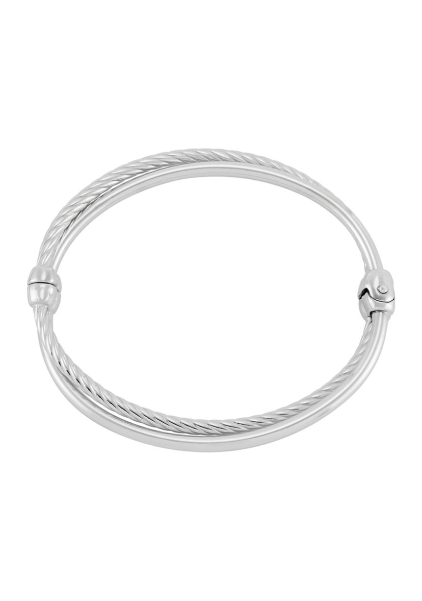 3 Millimeter Double Band Hinge Bangle in Sterling Silver