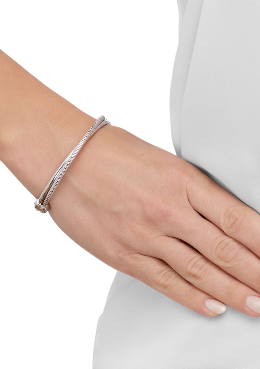 3 Millimeter Double Band Hinge Bangle in Sterling Silver