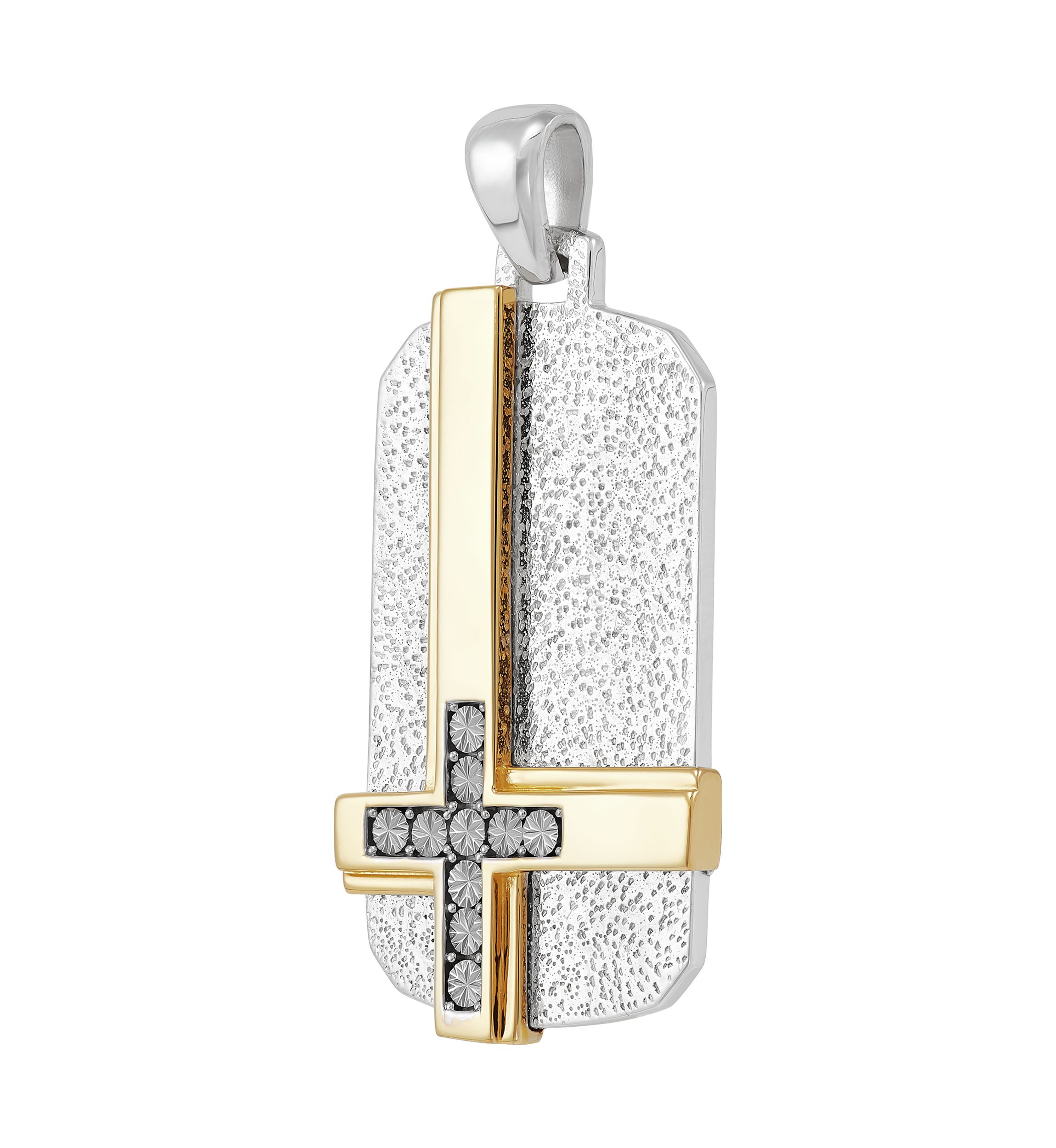 Cross Dog Tag Pendant in Sterling Silver