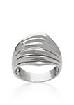 Sterling Silver Dome Ribbed Ring