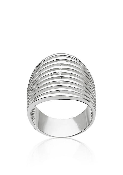 Sterling Silver Wide Ribbed Ring