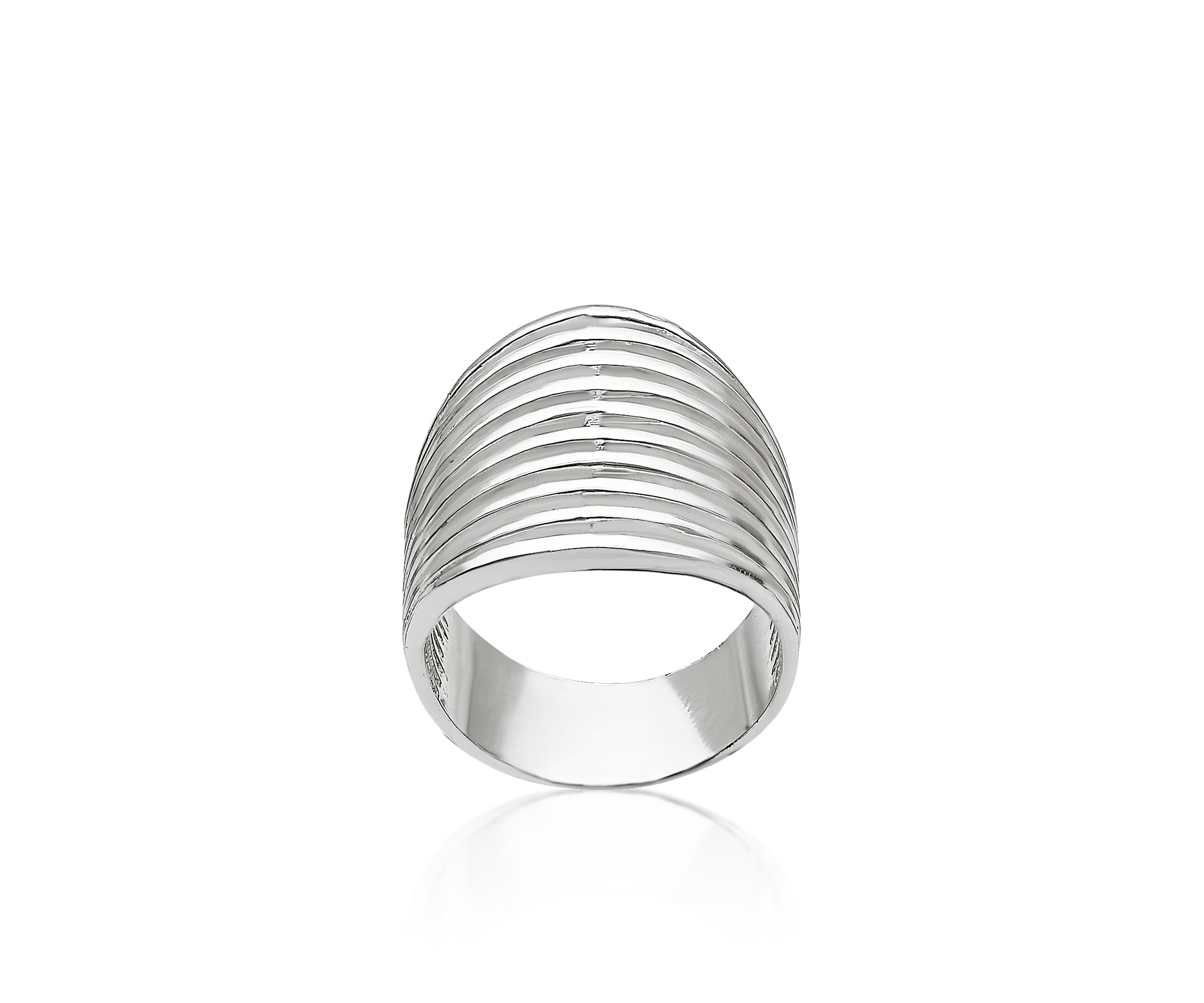 Sterling Silver Wide Ribbed Ring