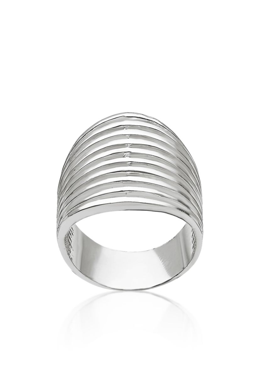 Sterling Silver Wide Ribbed Ring