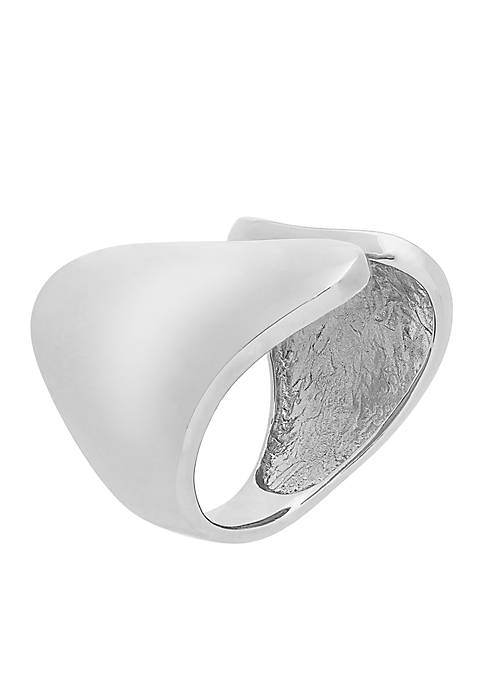 Polished Wide Cuff Band Ring in Sterling Silver
