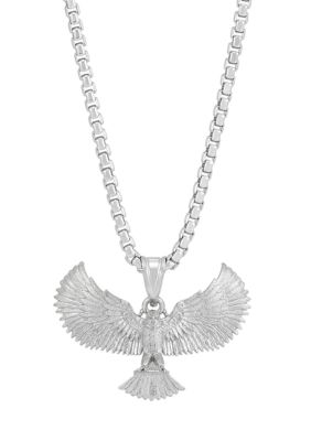 Belk & Co Men's Flying Eagle Pendant with 22" Box Chain in Sterling Silver, 22 in