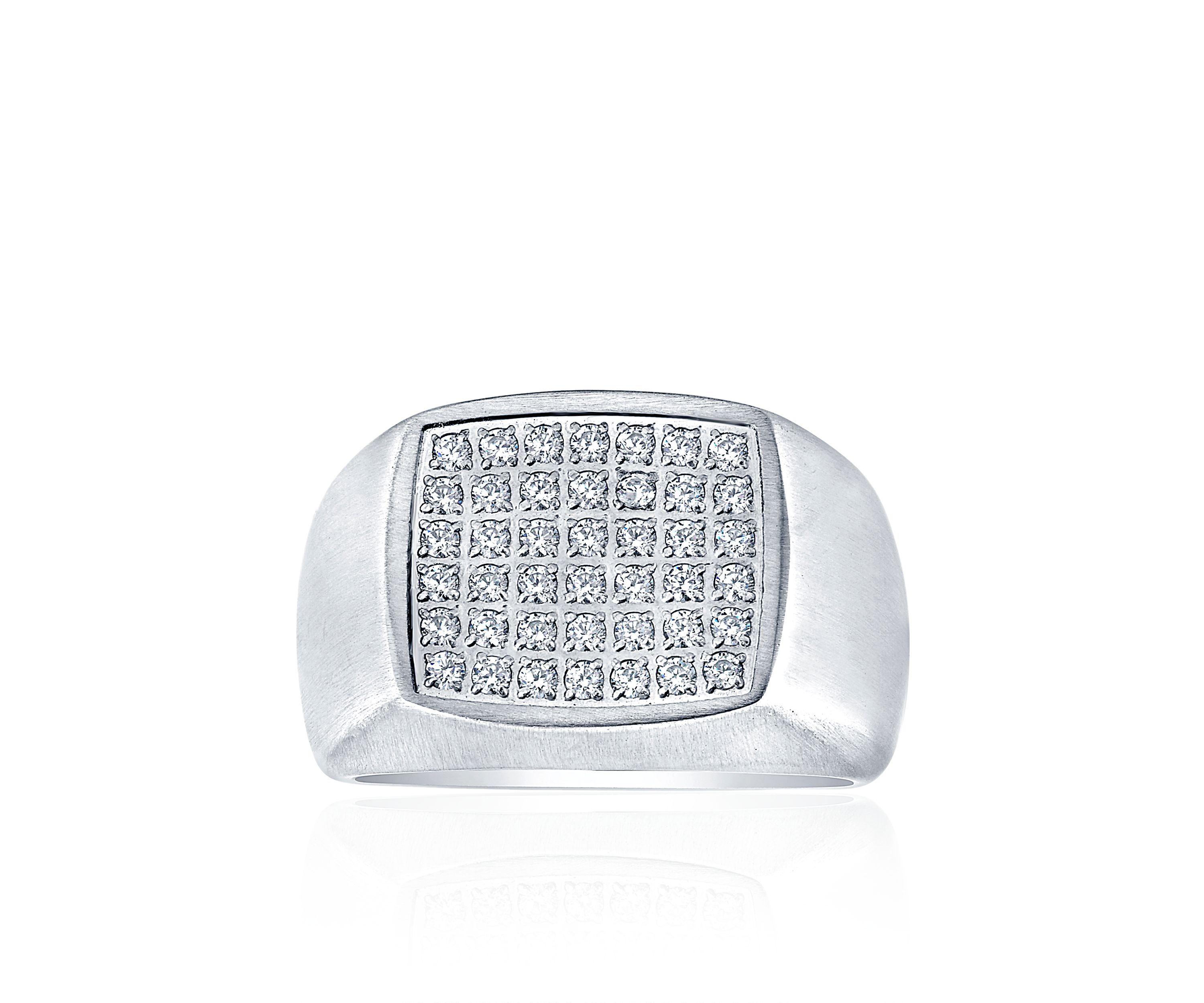 Polished Square Cubic Zirconia Ring in Stainless Steel