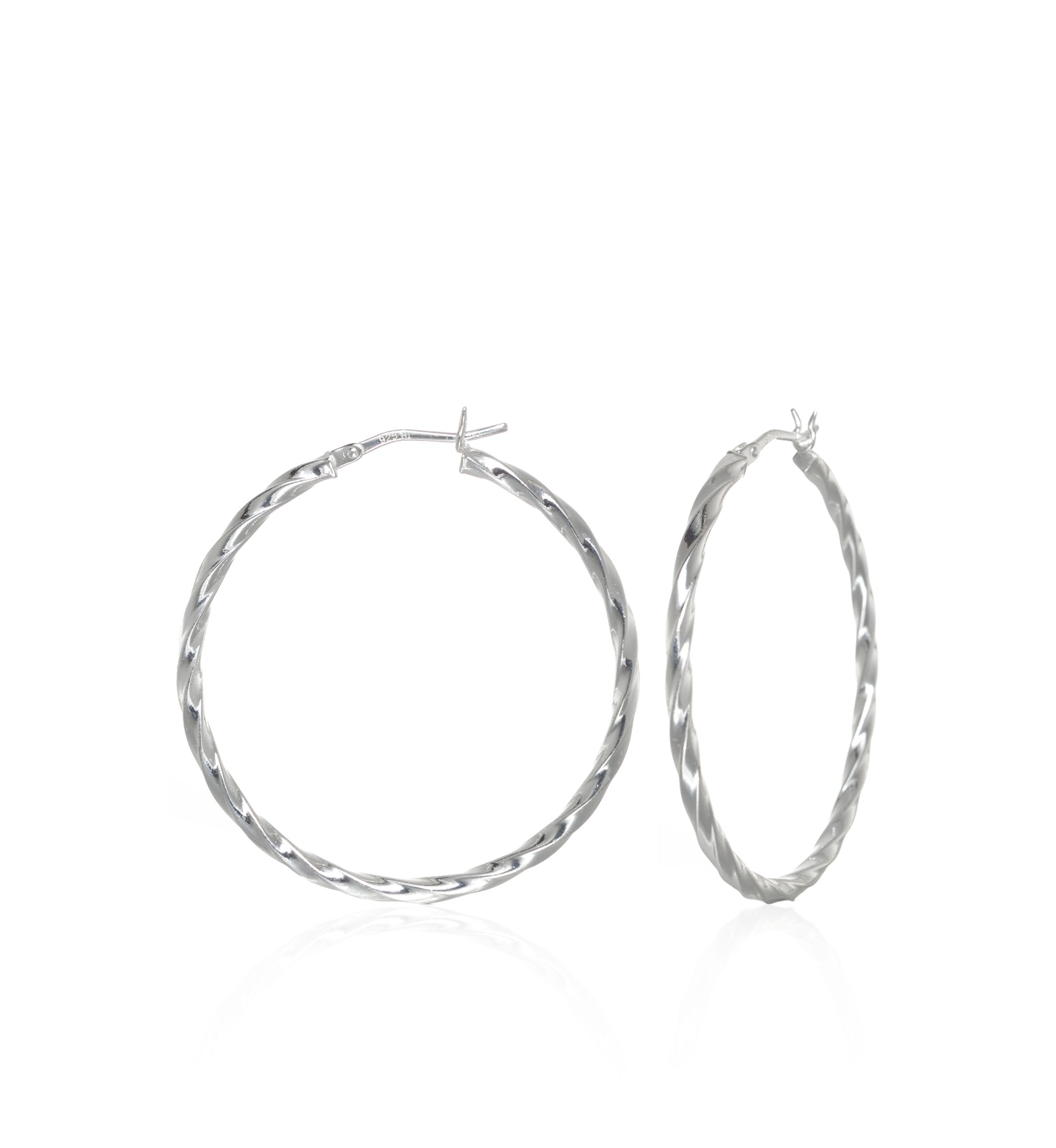 Square Twist Hoop Earrings in Sterling Silver