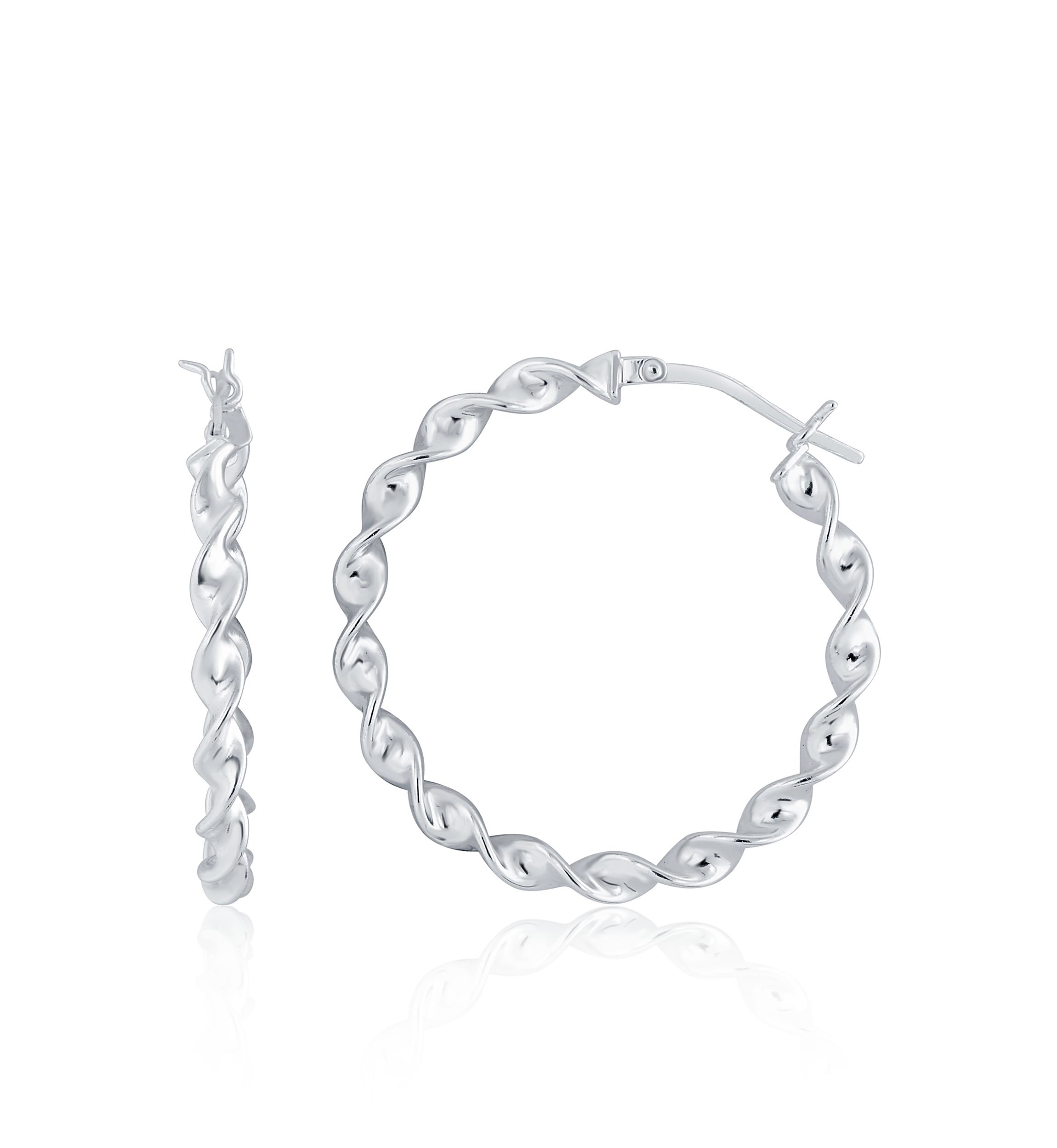Twist Hoop Earrings in Sterling Silver