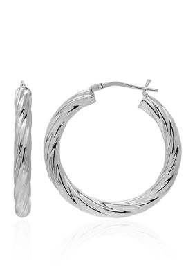 Belk & Co Twist Hoop Earrings in Sterling Silver