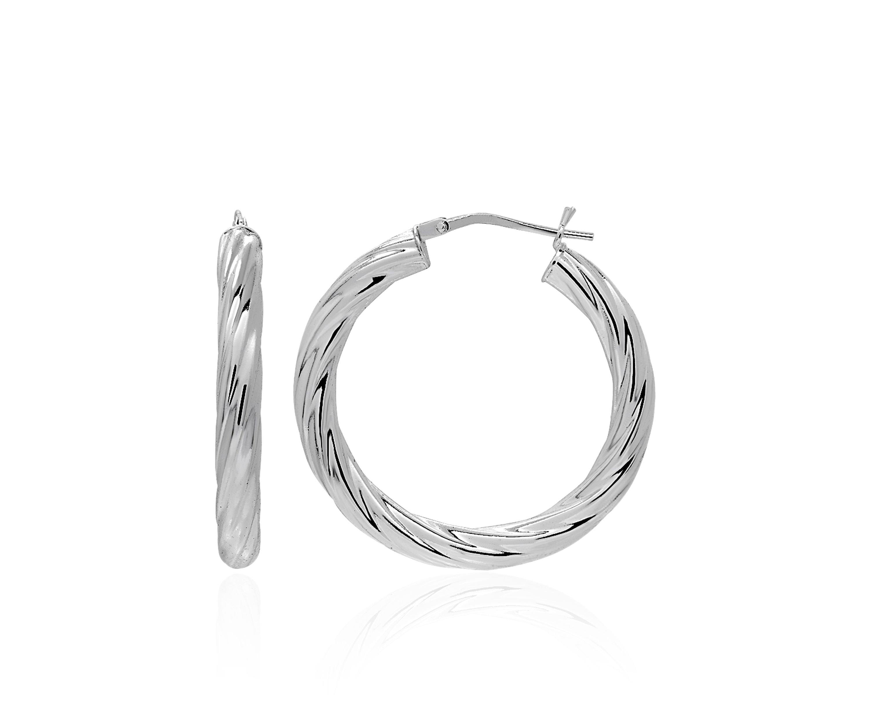 Twist Hoop Earrings in Sterling Silver
