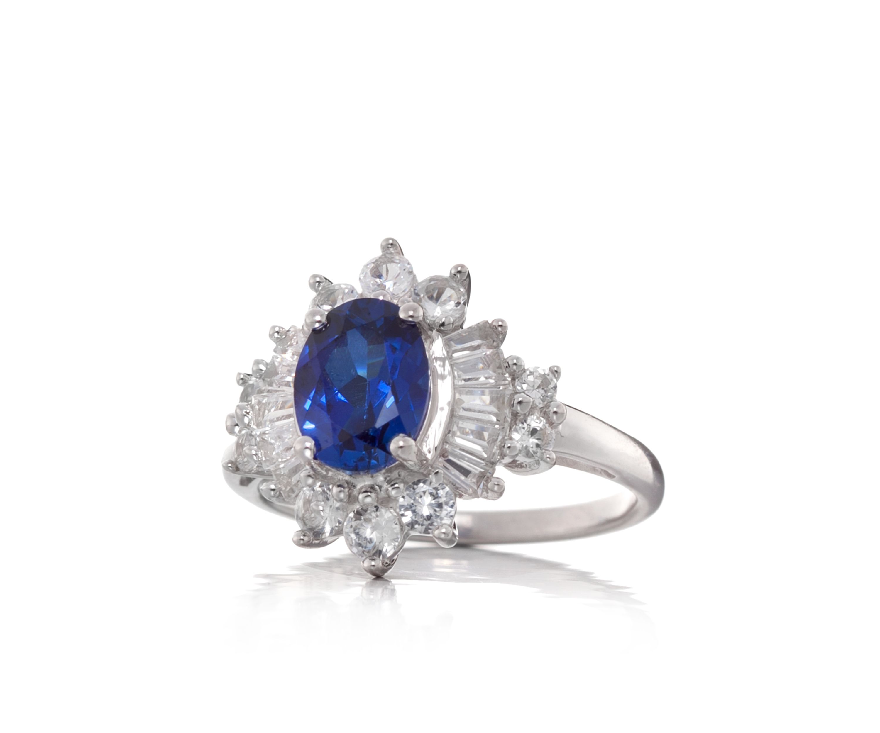 Created Sapphire and Created White Sapphire Ring in Sterling Silver