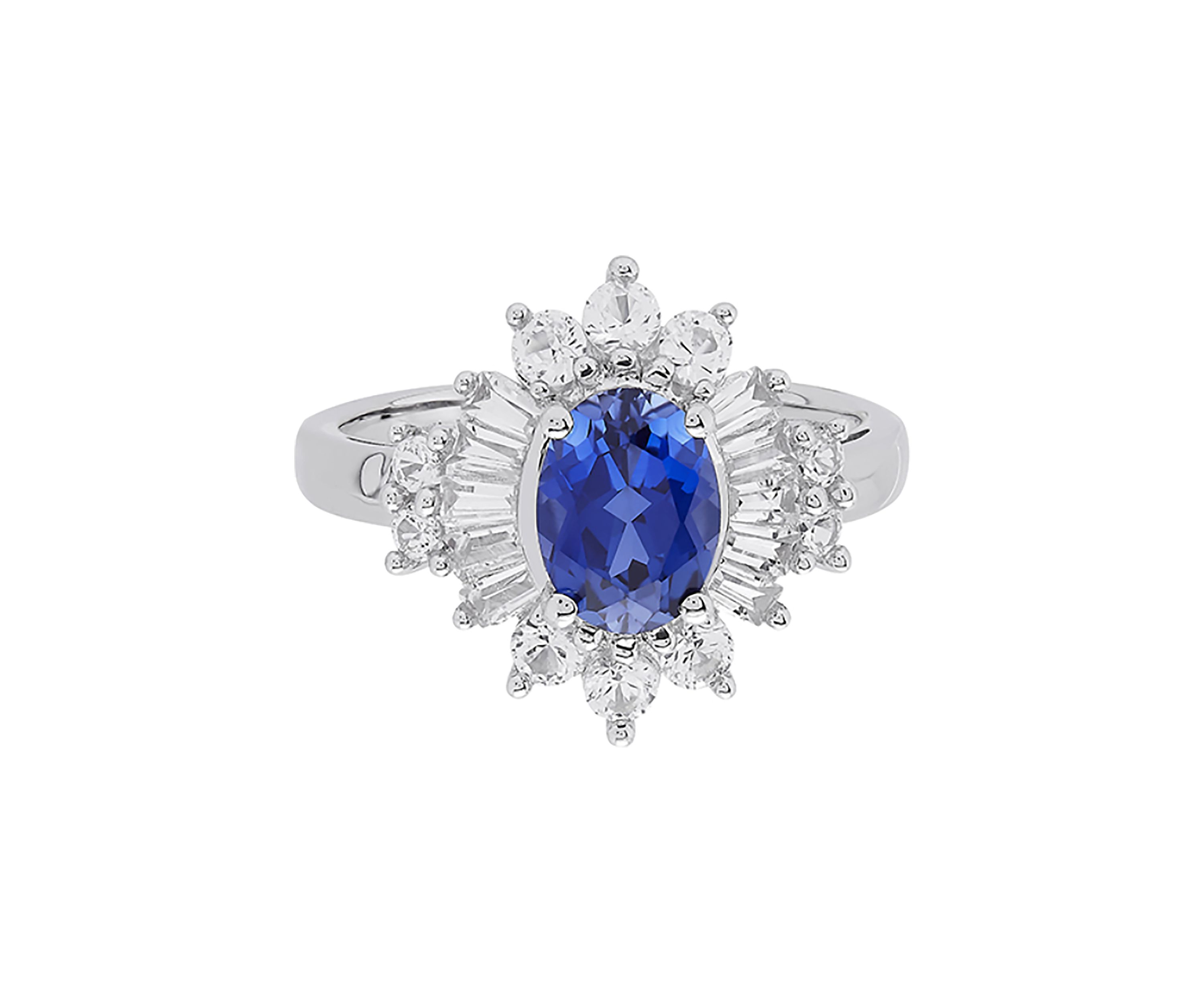 Created Sapphire and Created White Sapphire Ring in Sterling Silver