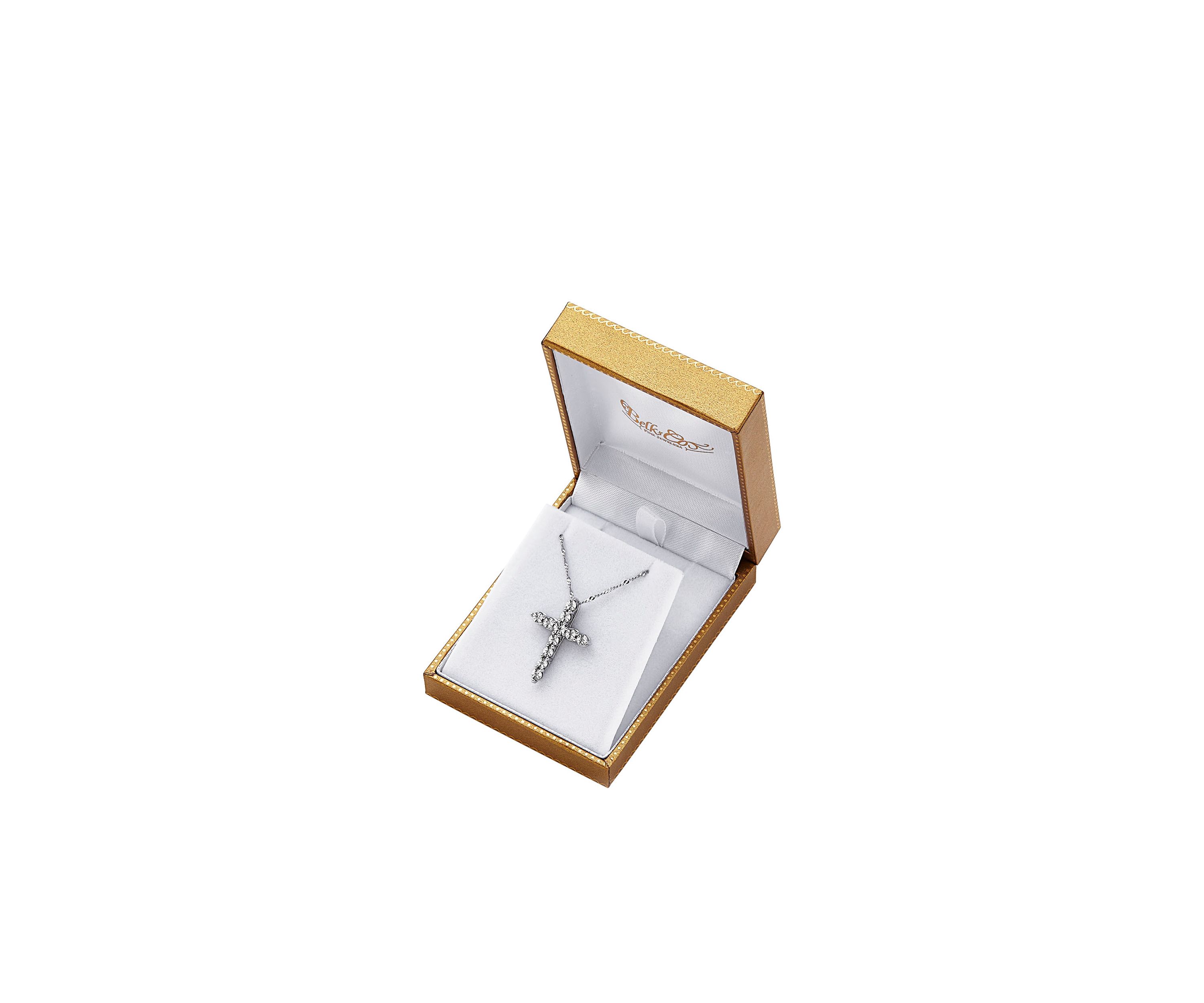 1/10 ct. t.w. Diamond Pendant Cross Necklace in Sterling Silver