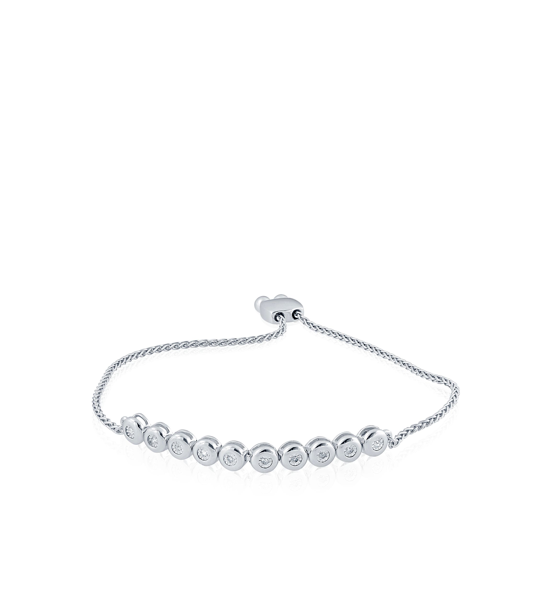 0.10 ct. t.w. Diamond Bar Bracelet in Sterling Silver