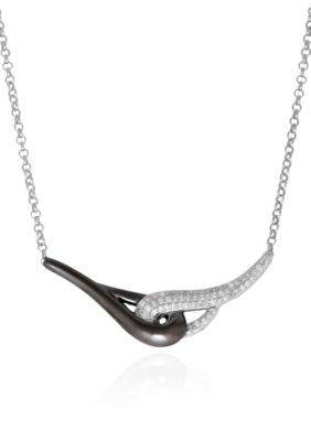 Belk & Co 0.20 ct. t.w. Diamond and Black Rhodium Fig Pendant in Sterling Silver