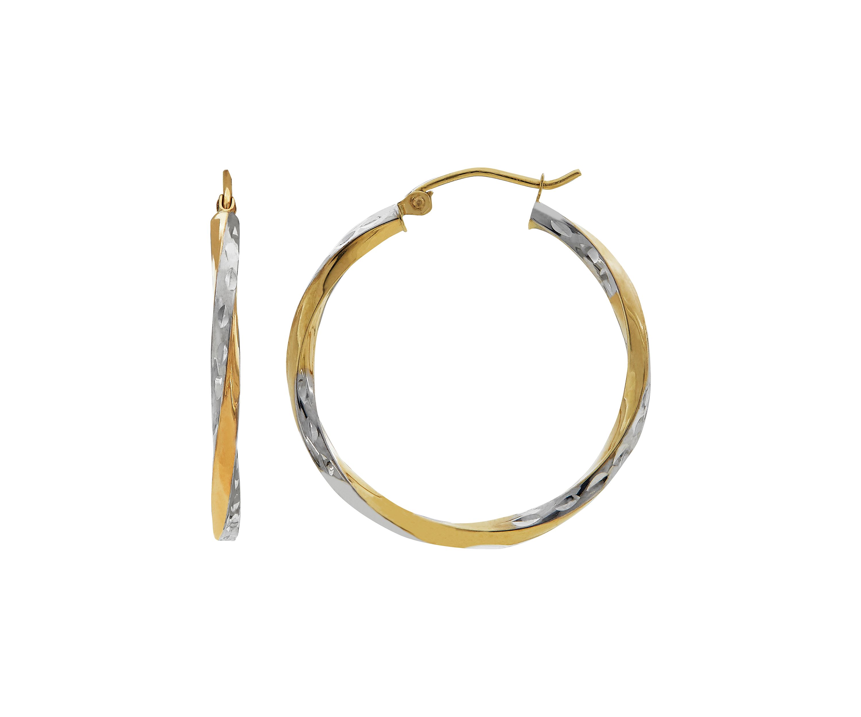 10K Two-Tone Twisted Hoop Earrings