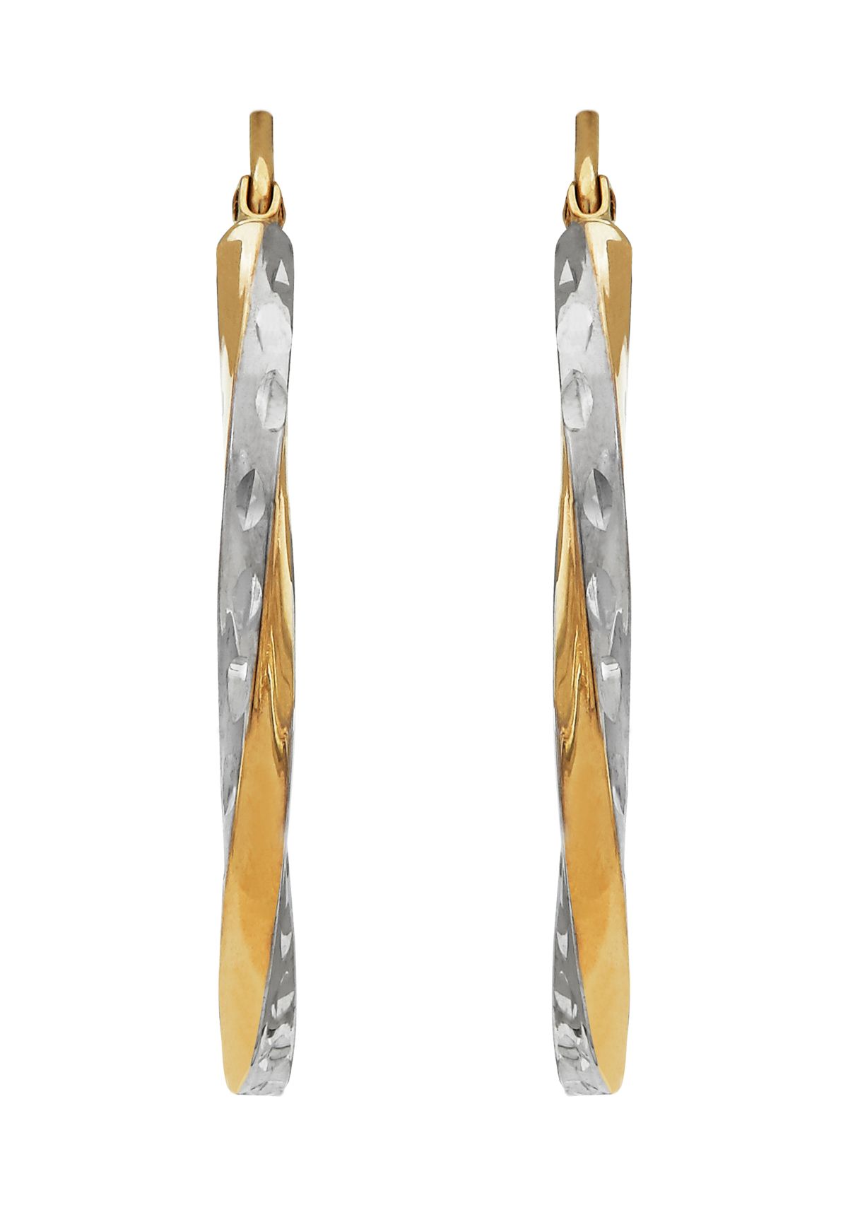 10K Two-Tone Twisted Hoop Earrings